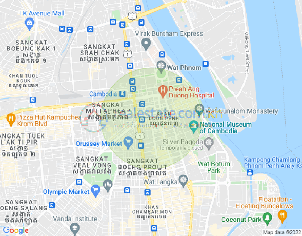 新街市1分区, 隆边区, 金边地图