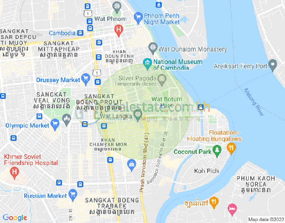 Mapa: Chakto Mukh, Daun Penh, Phnom Penh