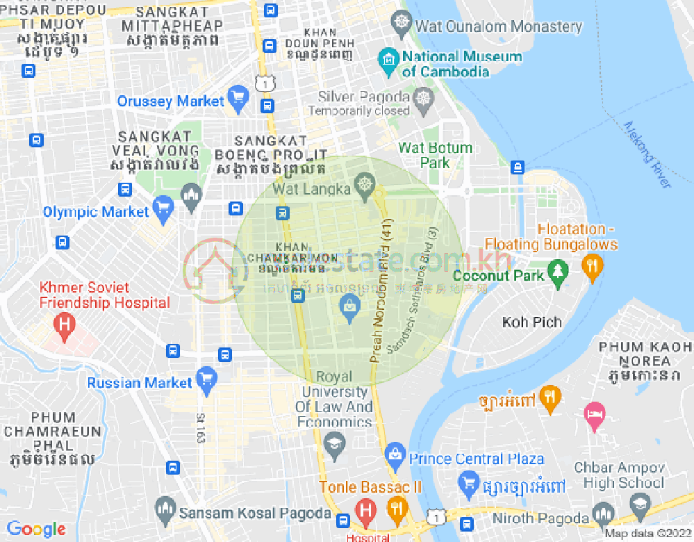 BKK 1, ボンケンコン, プノンペンの地図