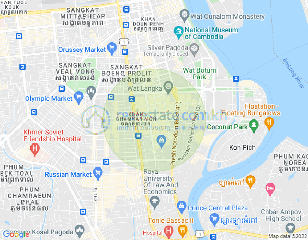 BKK 1, ボンケンコン, プノンペンの地図