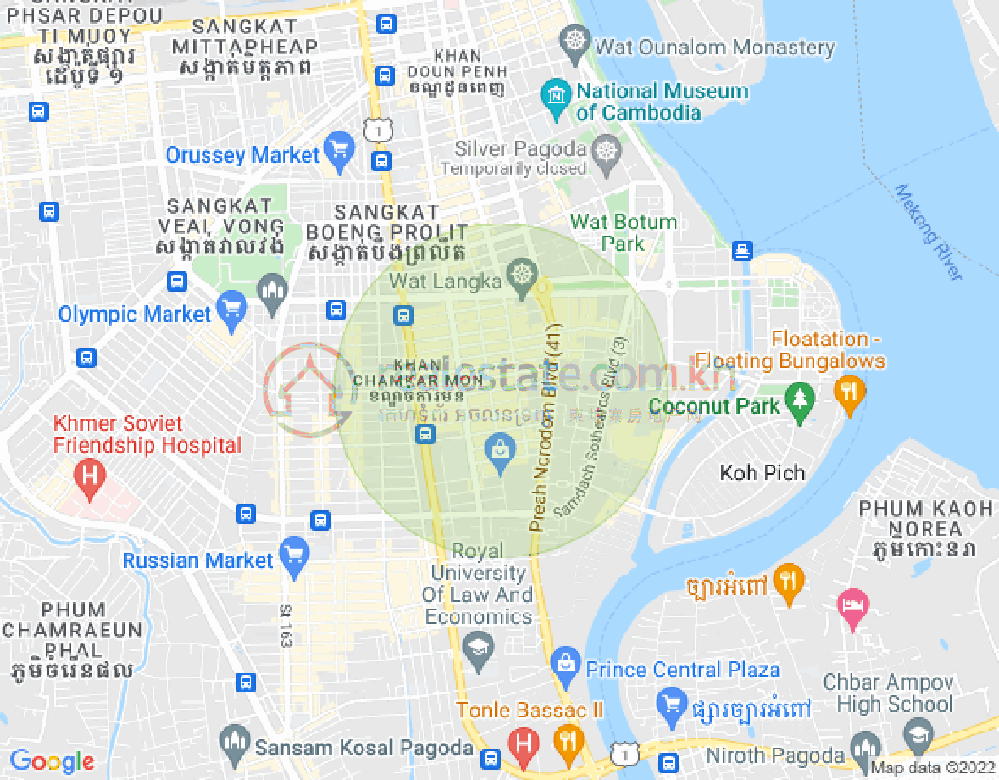 Mapa: BKK 1, Boeng Keng Kang, Phnom Penh
