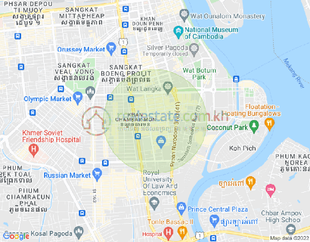 Map of BKK 1, Boeng Keng Kang, Phnom Penh