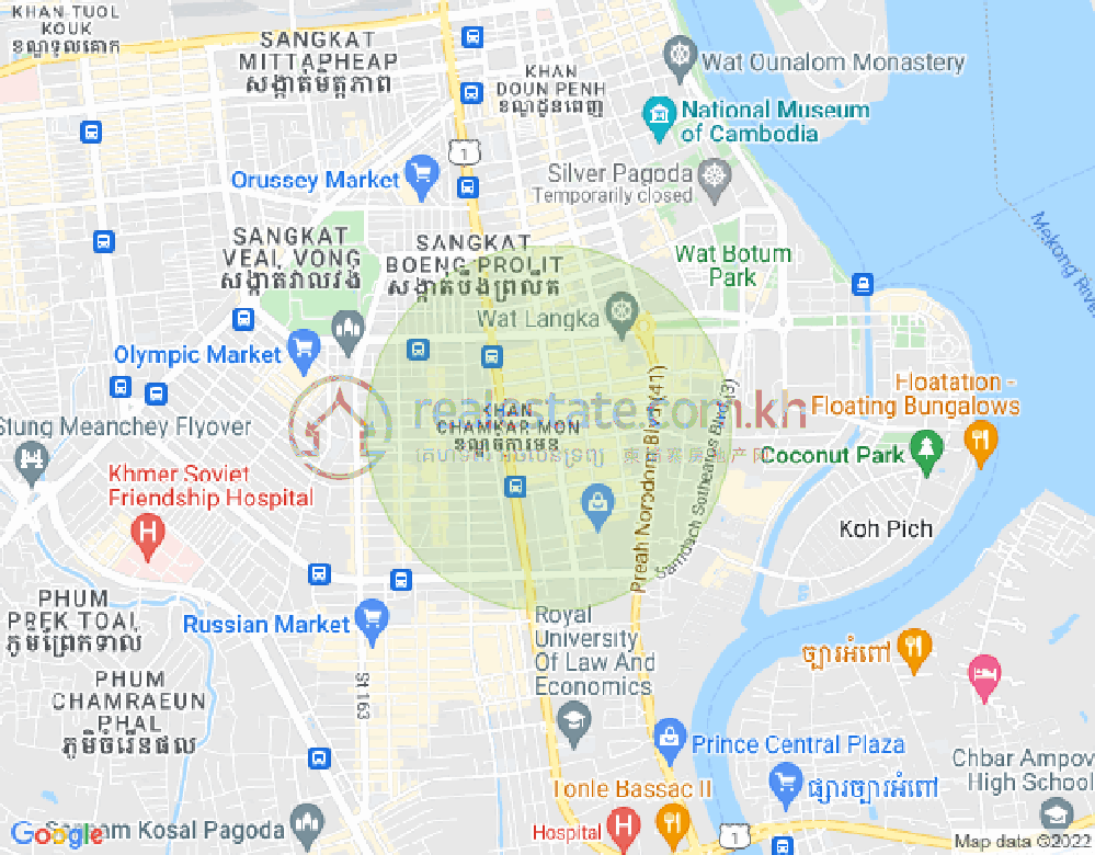 万景岗1分区（BKK1), 波哥堪, 金边地图