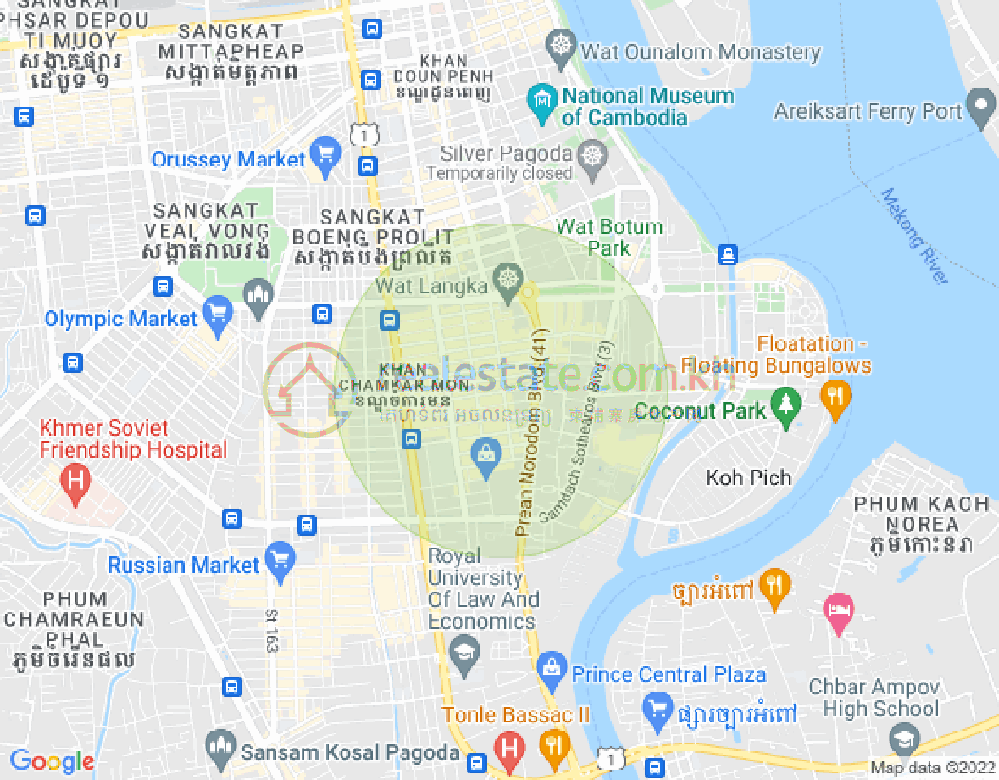 万景岗1分区（BKK1), 波哥堪, 金边地图