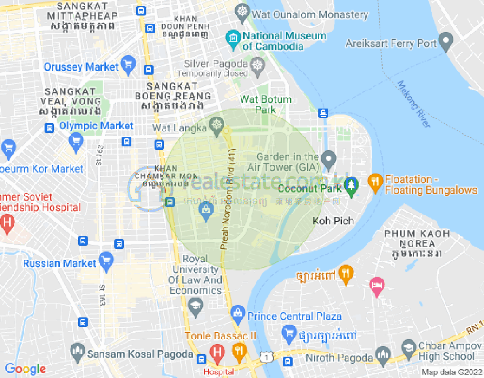 백색하구역, 짬까몬, 프놈펜 지도