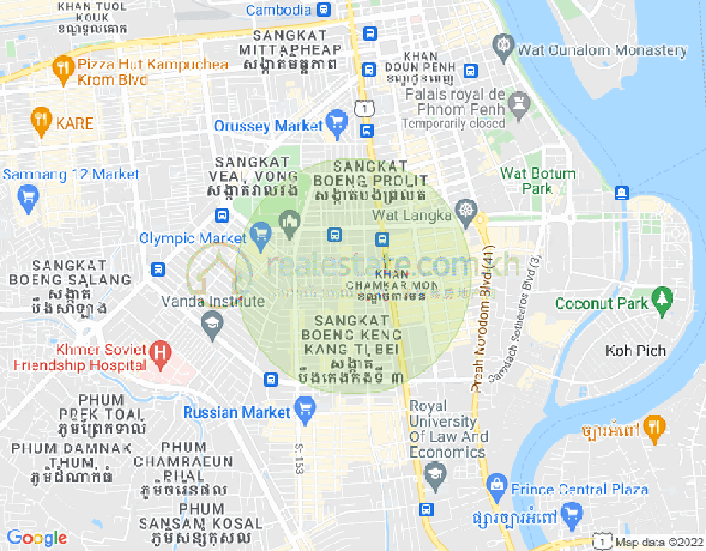 만경강2부구(BKK2), 벙껭깡, 프놈펜 지도
