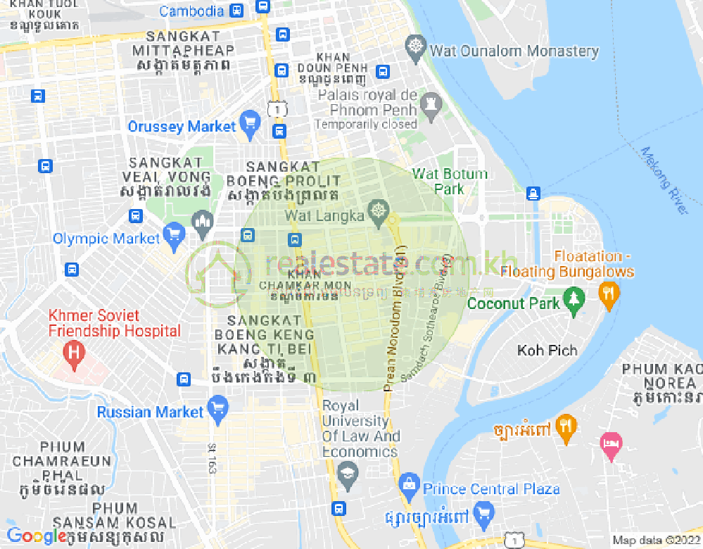 万景岗2分区（BKK2), 波哥堪, 金边地图