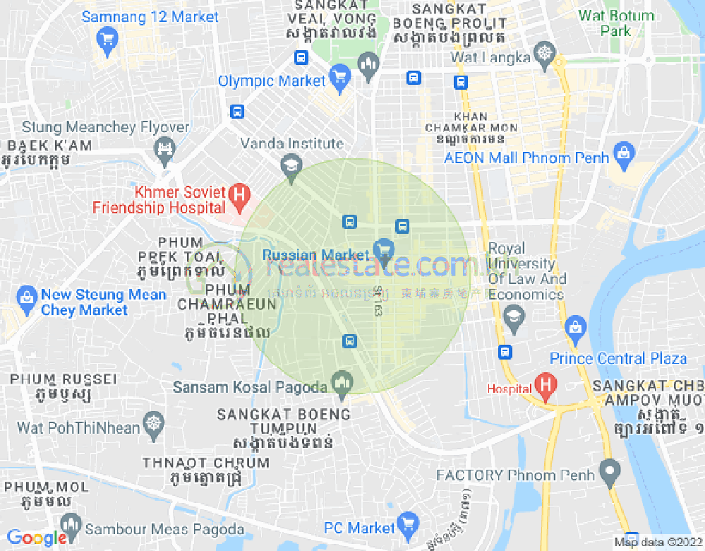 Map of Toul Tum Poung 1, Chamkarmon, Phnom Penh
