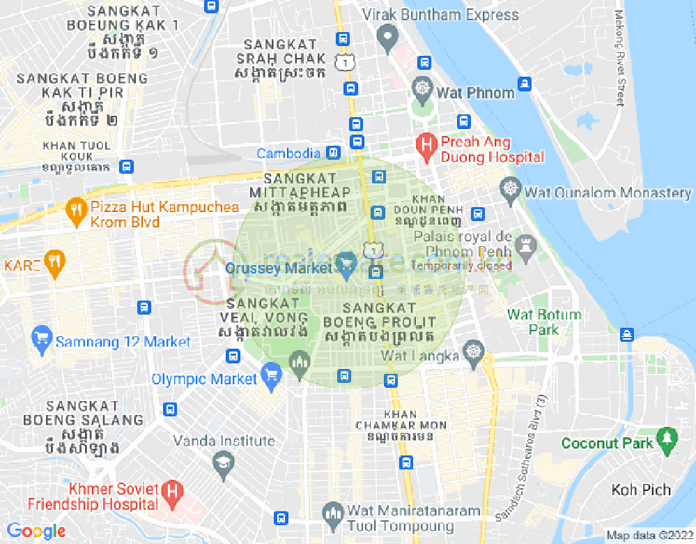 แผนที่ Ou ruessei 1, เจ็ดมกรา, พนมเปญ