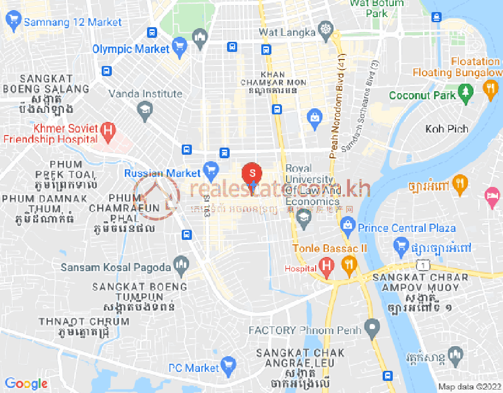 Mapa: Boeung Trabek, Chamkarmon, Phnom Penh
