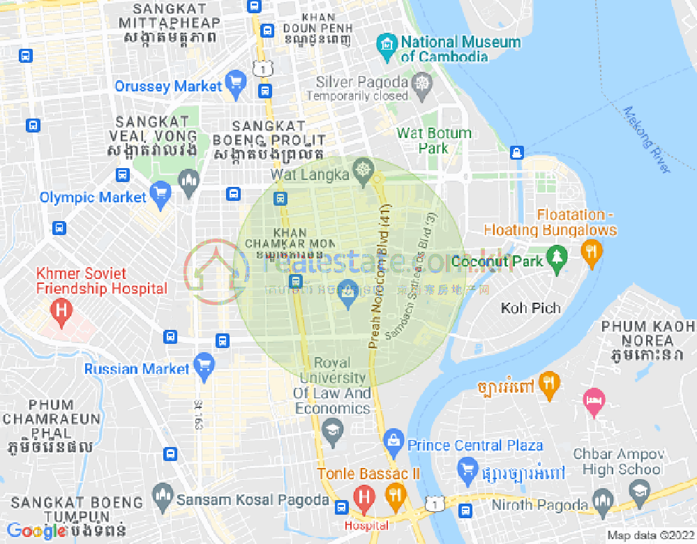 万景岗1分区（BKK1), 波哥堪, 金边地图