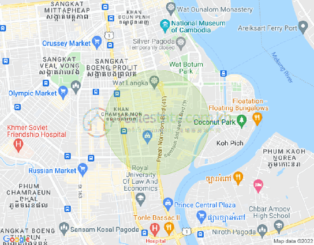 Map of BKK 1, Boeng Keng Kang, Phnom Penh