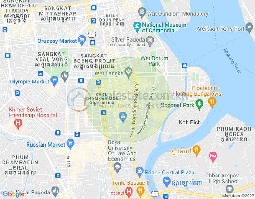 万景岗2分区（BKK2), 波哥堪, 金边地图