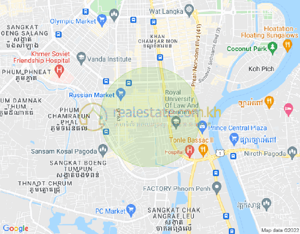 Map of Boeung Trabek, Chamkarmon, Phnom Penh