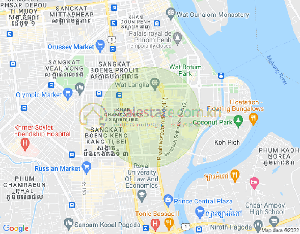 万景岗1分区（BKK1), 波哥堪, 金边地图