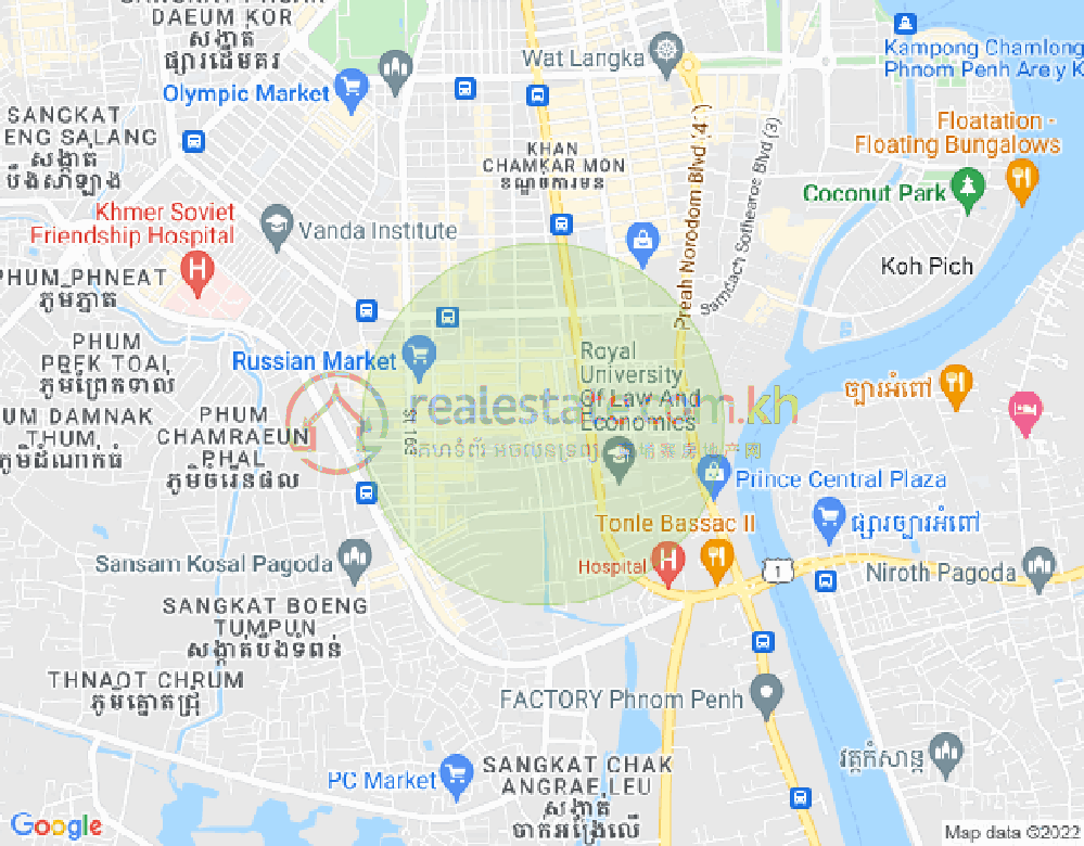 Mapa: Boeung Trabek, Chamkarmon, Phnom Penh