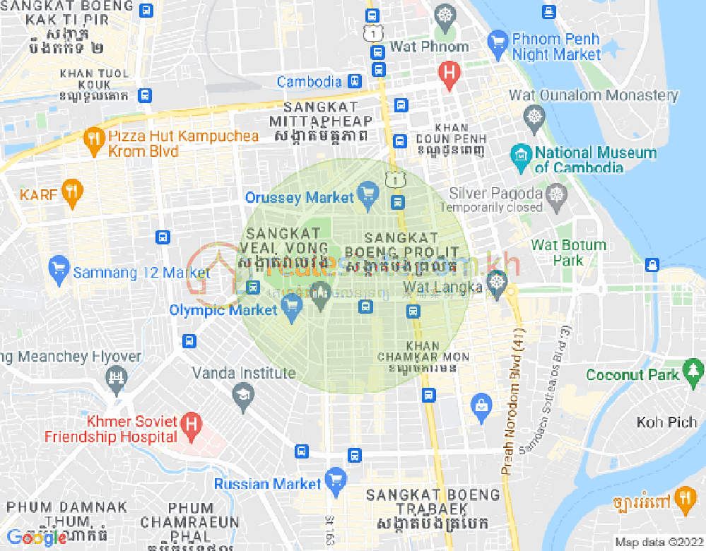 乌亚西1分区, 马卡拉区, 金边地图
