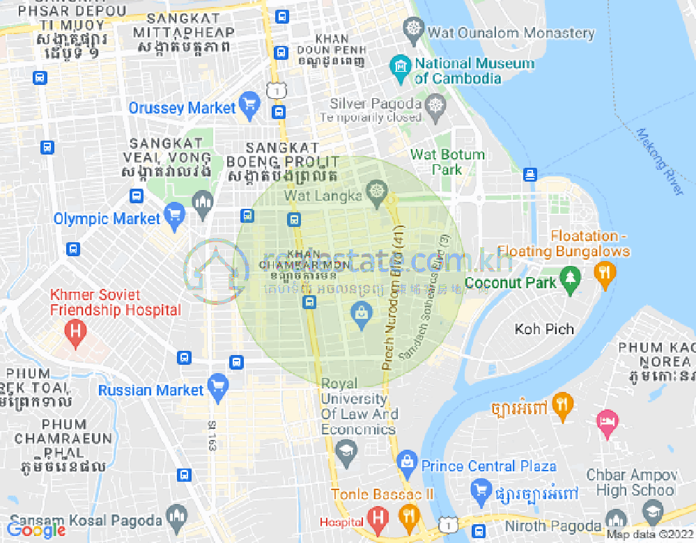 BKK 1, ボンケンコン, プノンペンの地図