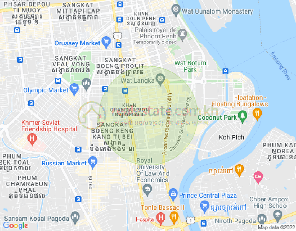 万景岗1分区（BKK1), 波哥堪, 金边地图