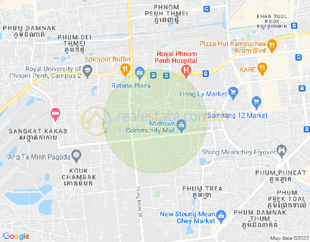 Mapa: Tuek Thla, Sen Sok, Phnom Penh