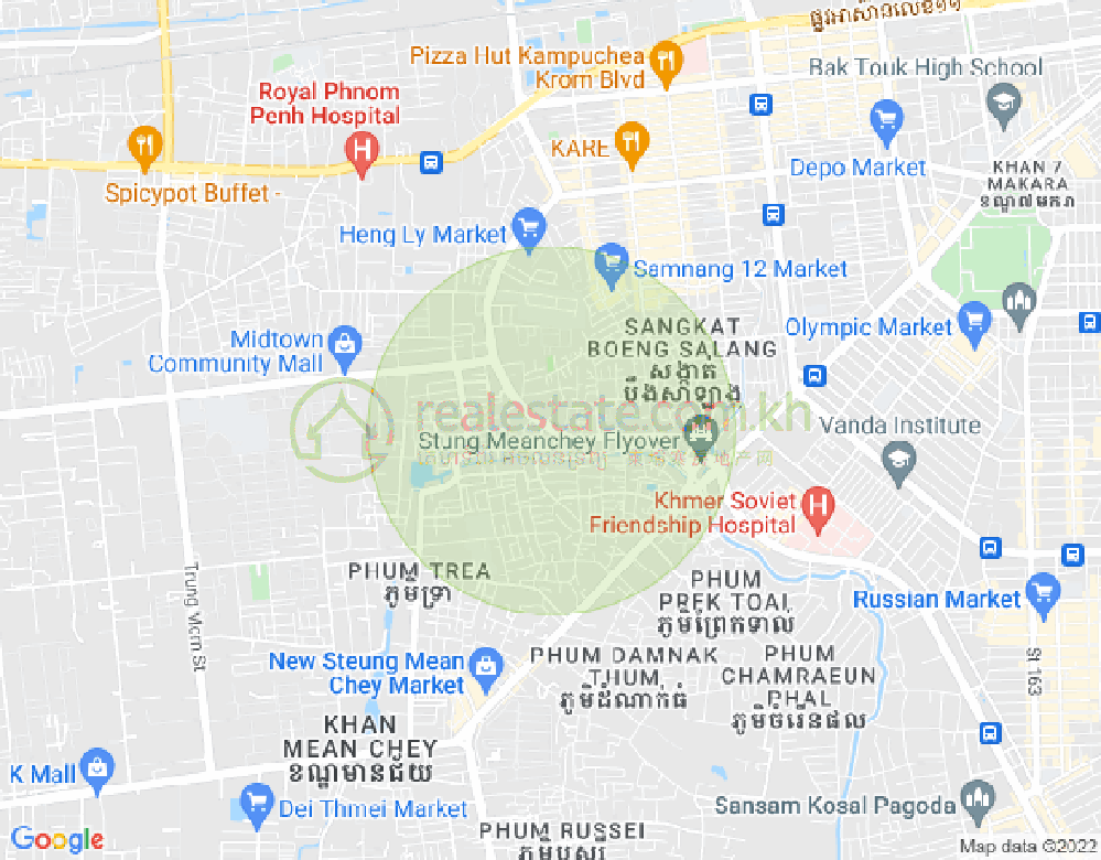 Ou Baek K'am村, 森速区, 金边地图