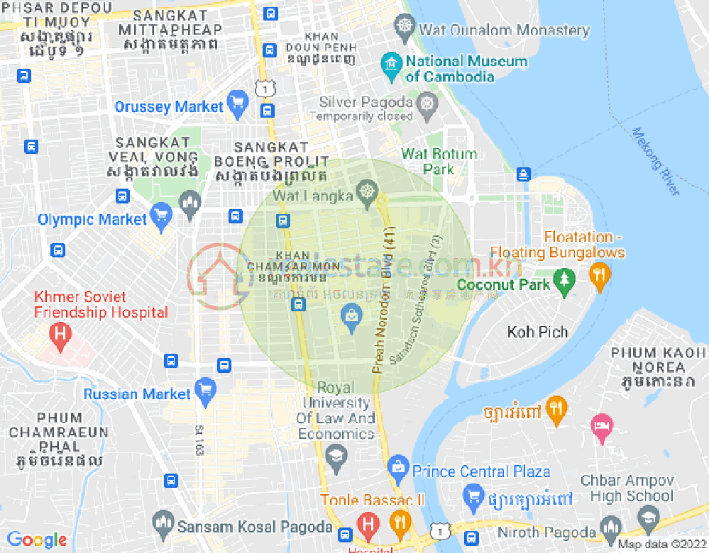 万景岗1分区（BKK1), 波哥堪, 金边地图