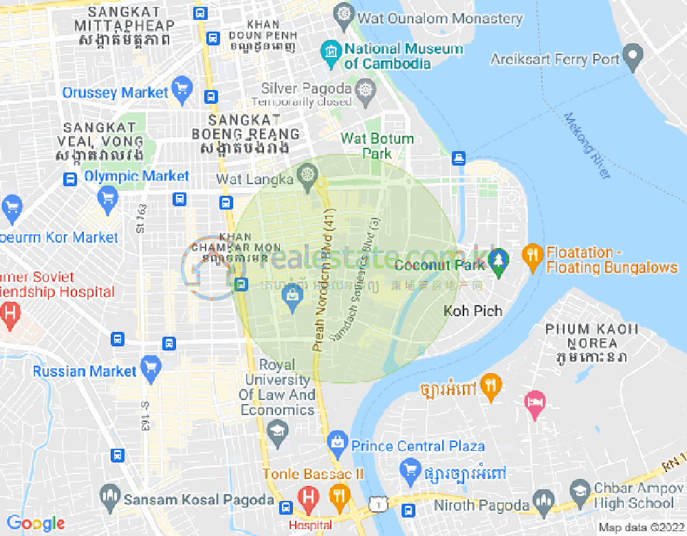 백색하구역, 짬까몬, 프놈펜 지도