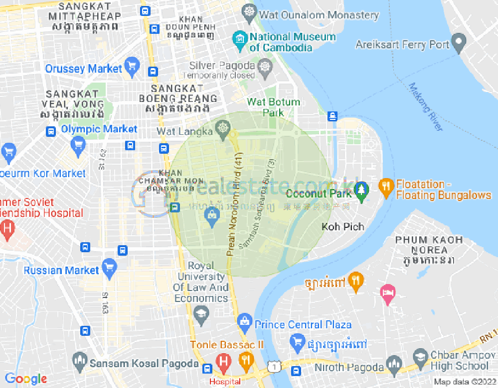Map of BKK 1, Boeng Keng Kang, Phnom Penh