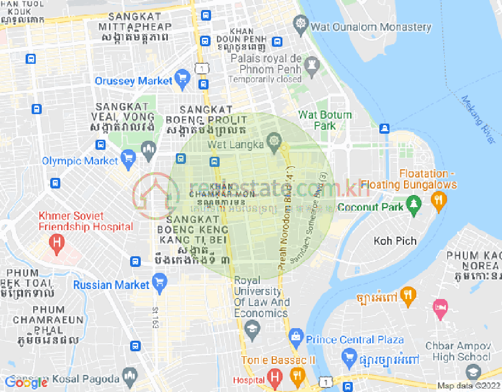 BKK 1, ボンケンコン, プノンペンの地図