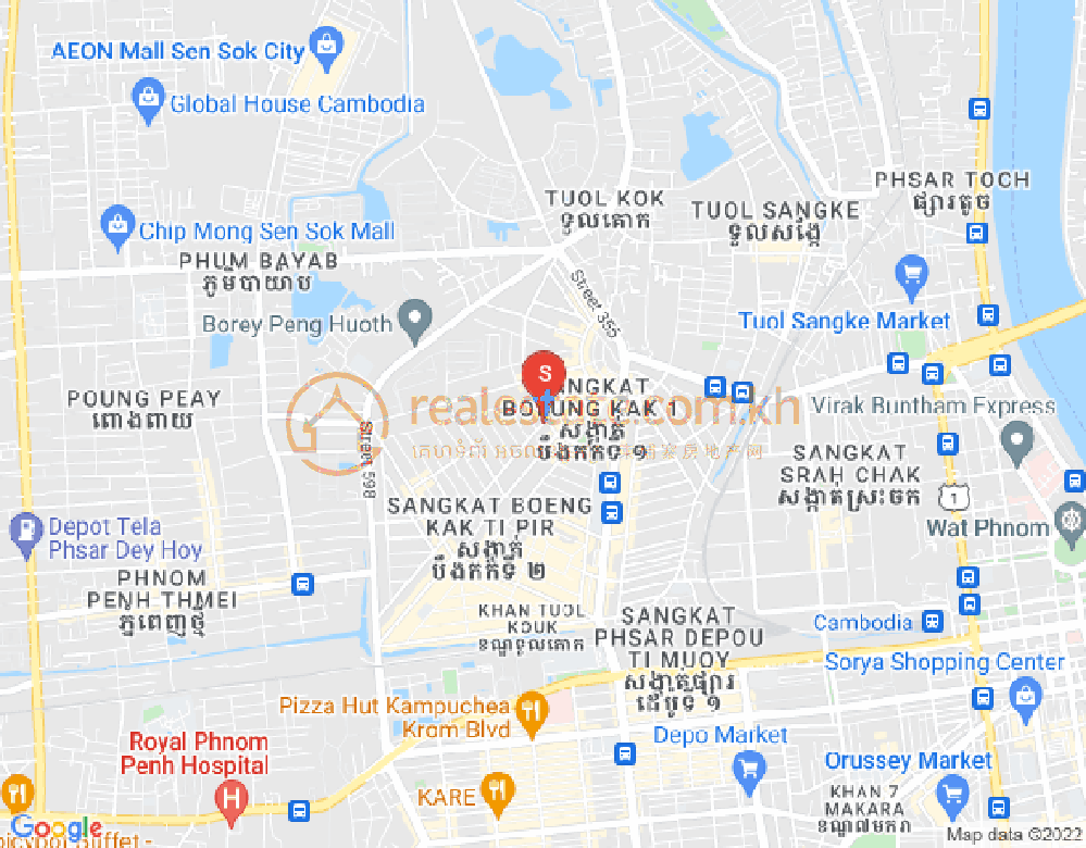 ブン・カック1, トゥールコーク, プノンペンの地図