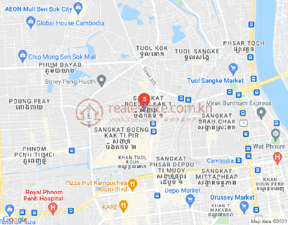 ブン・カック1, トゥールコーク, プノンペンの地図
