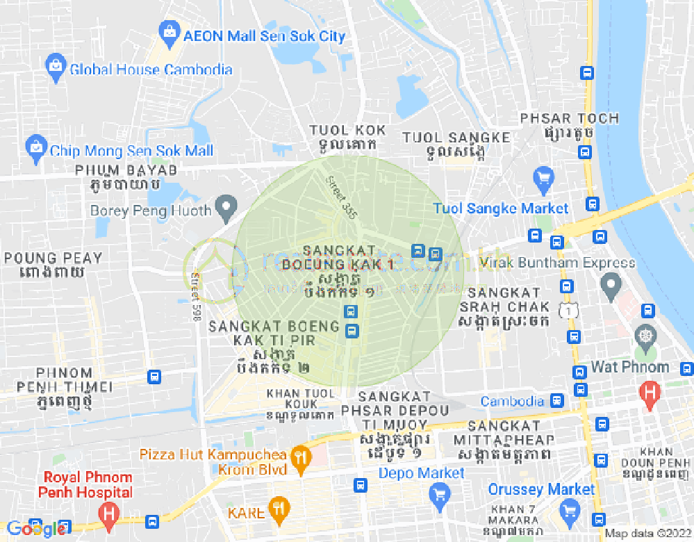ブン・カック1, トゥールコーク, プノンペンの地図