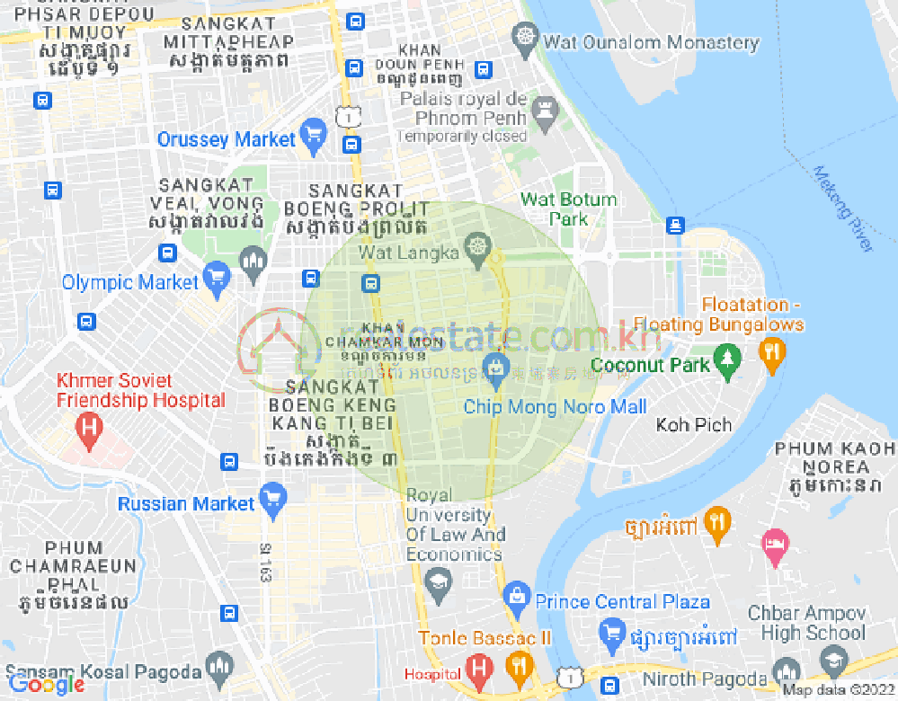 BKK 1, ボンケンコン, プノンペンの地図