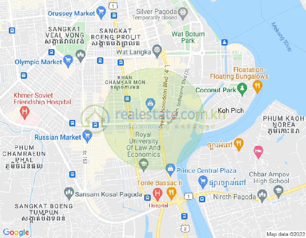 แผนที่ โตนเลบาสัก, จัมการมอน, พนมเปญ