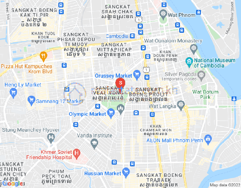 Mapa: Veal Vong, 7 Makara, Phnom Penh