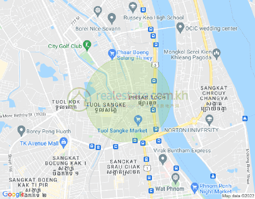 吐尔桑克, 雷西郊区, 金边地图