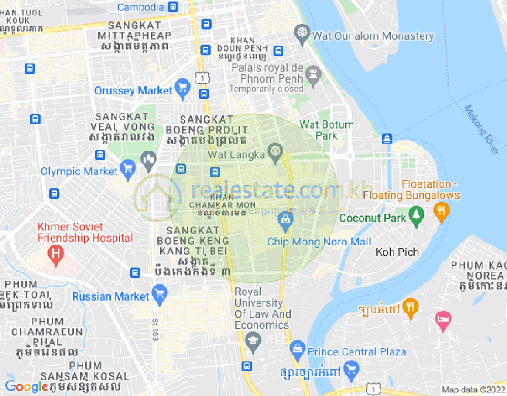 BKK 1, ボンケンコン, プノンペンの地図