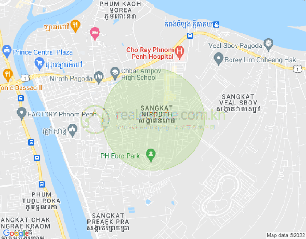 Map of Nirouth, Chbar Ampov, Phnom Penh