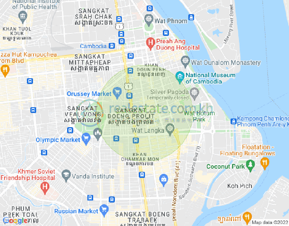 Map of Boeng Reang, Daun Penh, Phnom Penh
