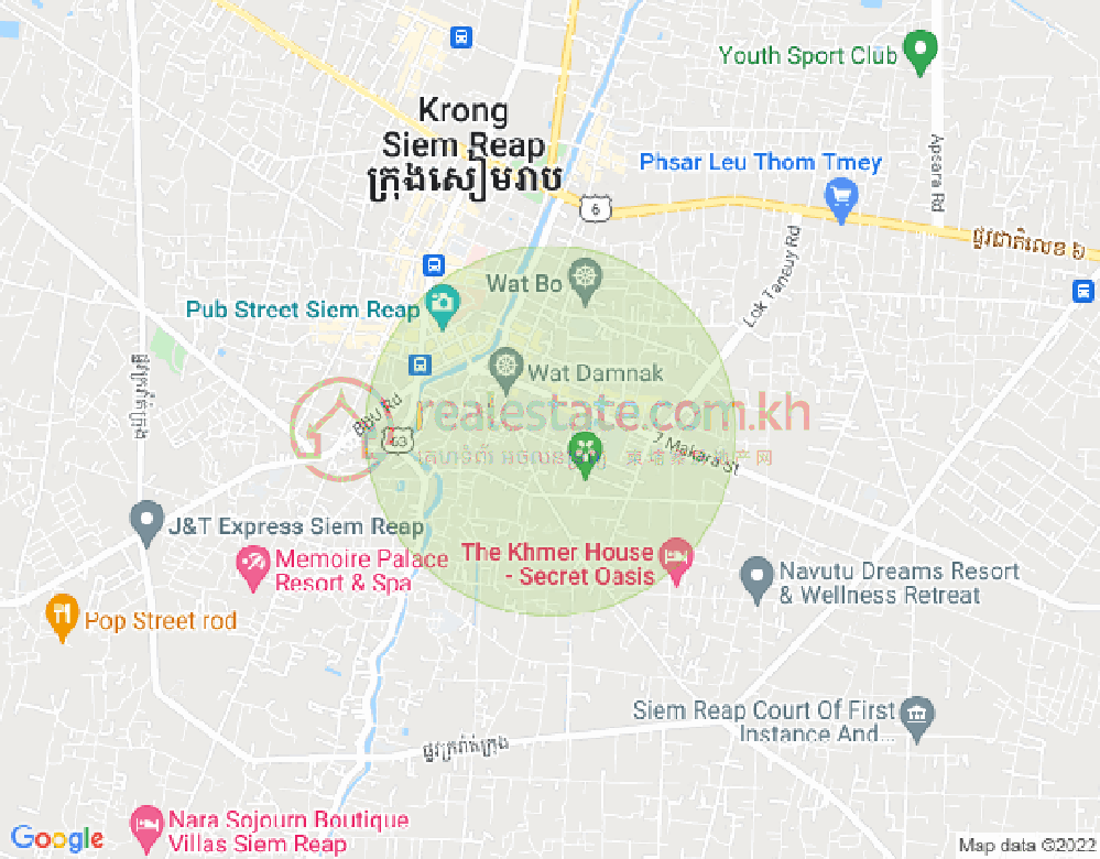 Mapa: Siem Reap 7 Makara KW, Sala Kamraeuk, Siem Reap