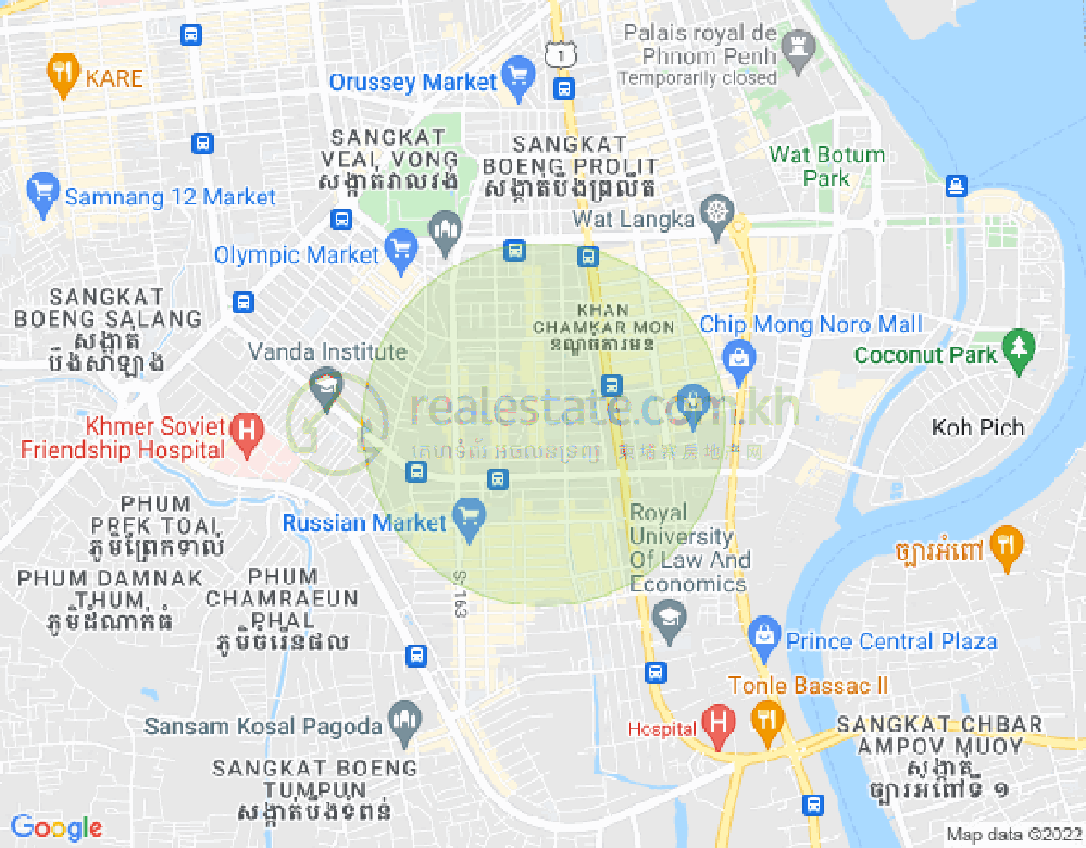 万景岗3分区（BKK3), 波哥堪, 金边地图