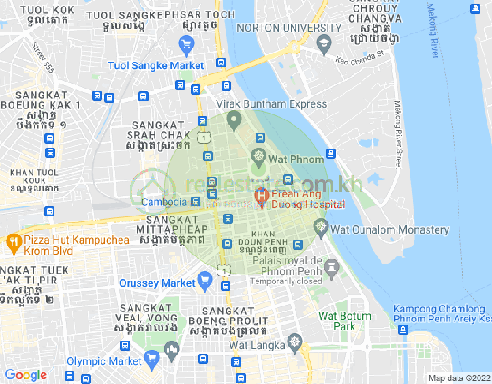 แผนที่ วัดพนม, ดวนป็ญ, พนมเปญ