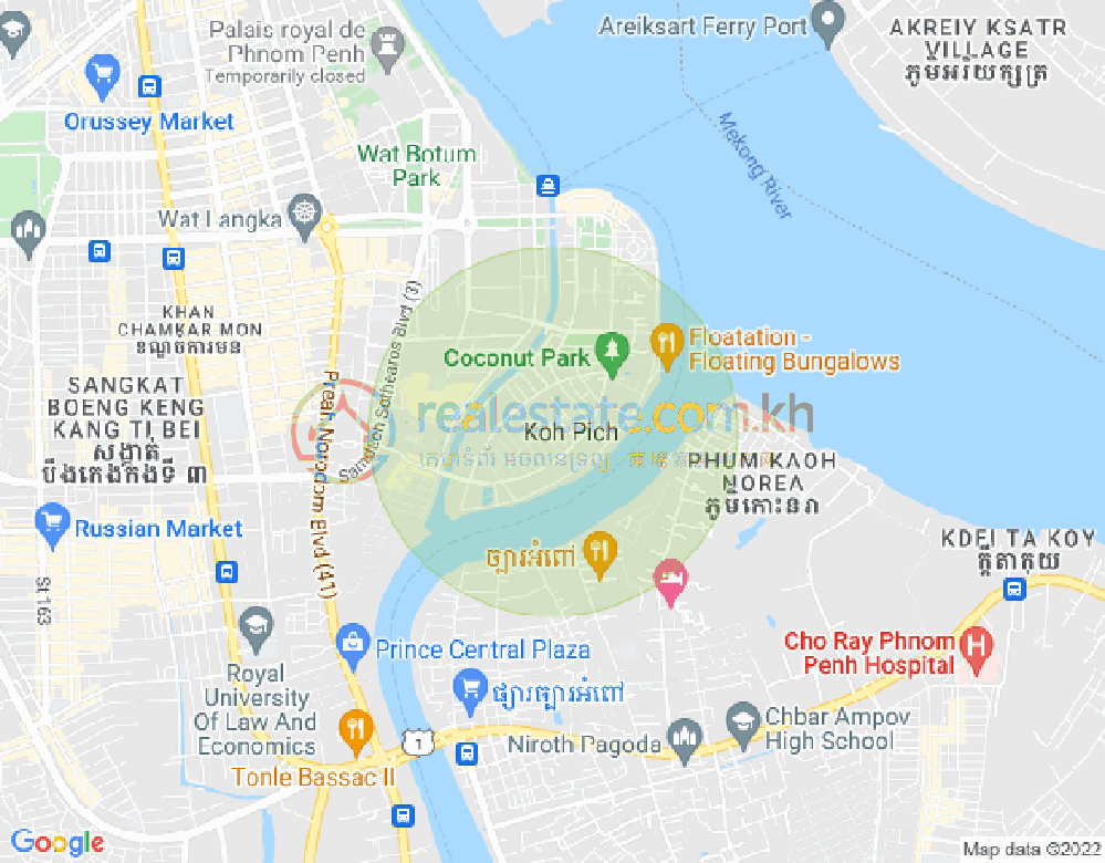 Map of Tonle Bassac, Chamkarmon, Phnom Penh