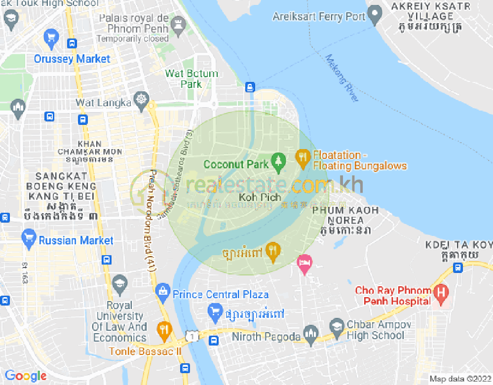 Mapa: Tonle Bassac, Chamkarmon, Phnom Penh