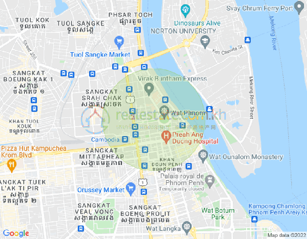 Карта Ват Пном, Доун Пень, Пномпень