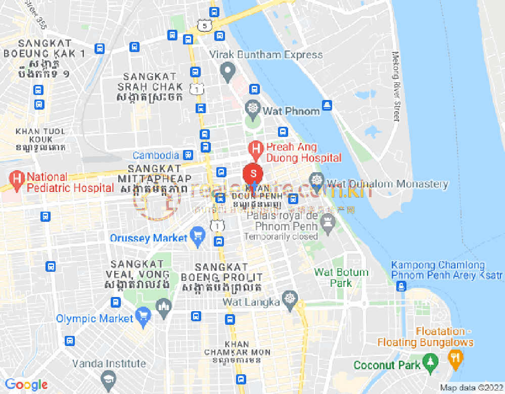 Mapa: Phsar Thmei I, Daun Penh, Phnom Penh
