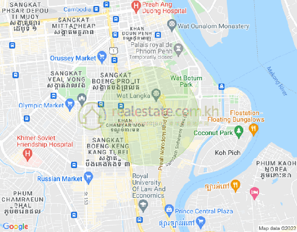 万景岗1分区（BKK1), 波哥堪, 金边地图