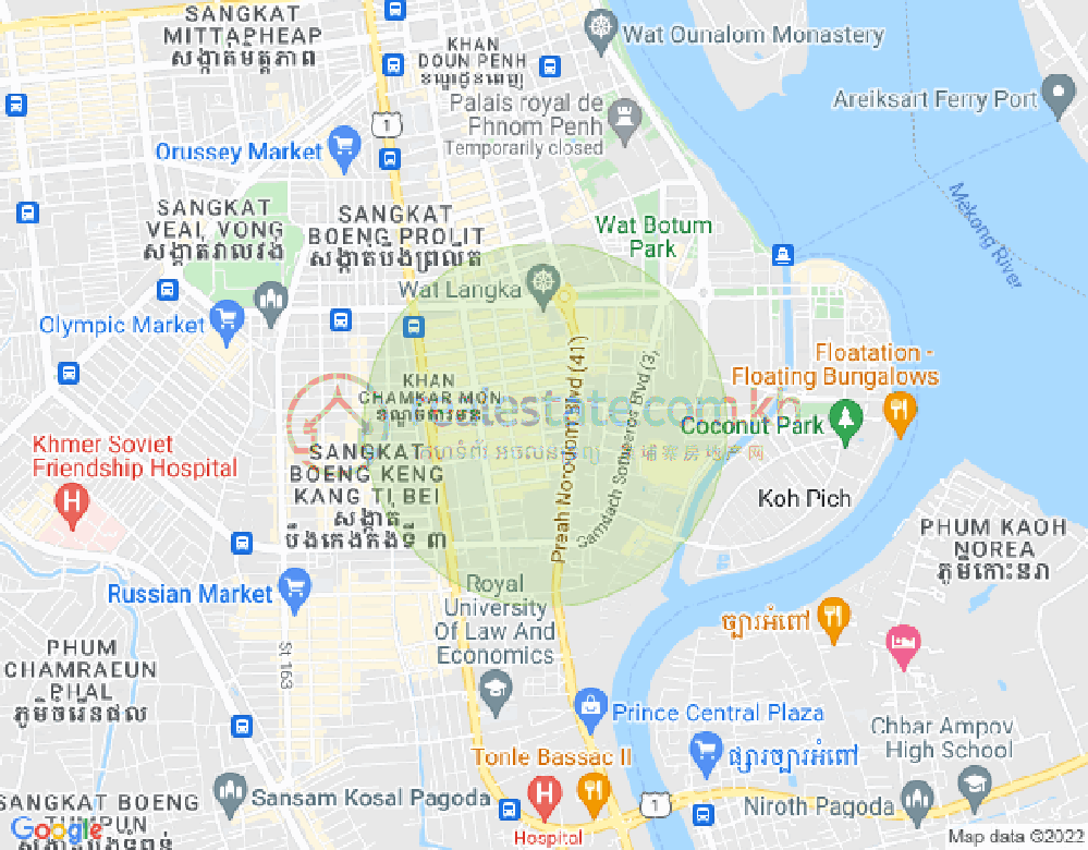 トゥールトンポン1, チャムカモン, プノンペンの地図