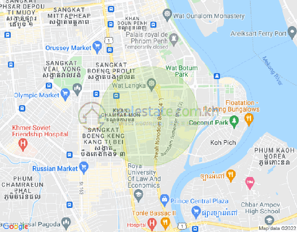 万景岗1分区（BKK1), 波哥堪, 金边地图