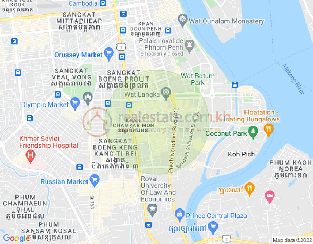 Mapa: BKK 1, Boeng Keng Kang, Phnom Penh